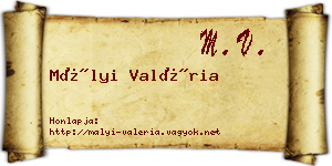 Mályi Valéria névjegykártya