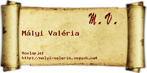 Mályi Valéria névjegykártya